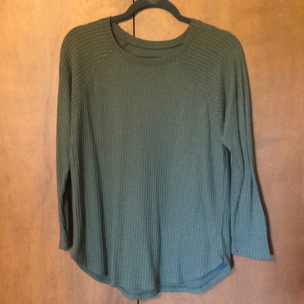 Waffle knit long sleeve top